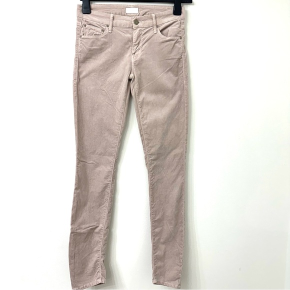 MOTHER The Looker Ankle Skinny Velvet Pants in Beige/Cream colour - Picture 3 of 13